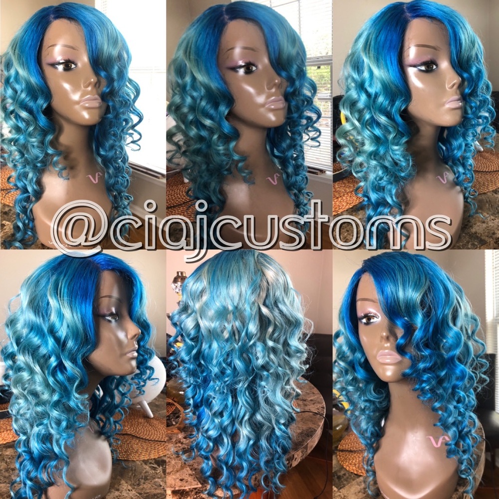 Blue Lace Closure Wig